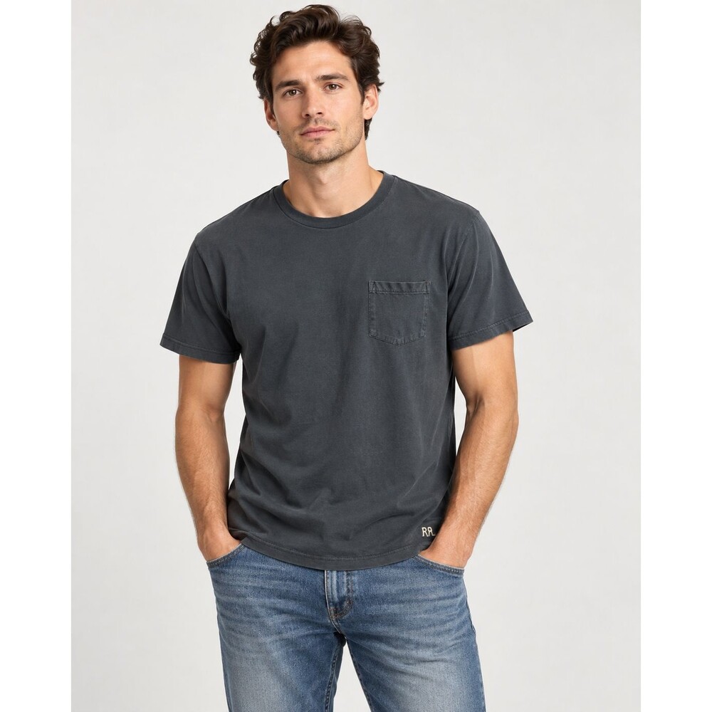 RRL Ralph Lauren Double RL Men’s Pocket T-Shirt Medium Dark Charcoal RR Logo S/S